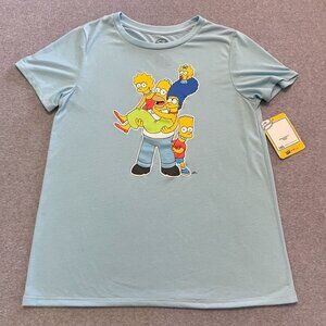 The Simpsons T-Shirt Womens XL Blue Short Sleeve Graphic Pullover Cartoon New